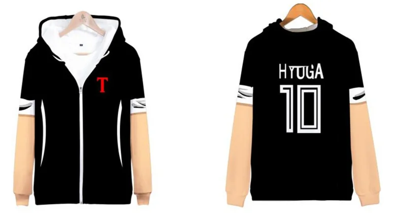 3D Print Anime Captain Tsubasa Ozora Tsubasa Kojiro Hyuga Costume Unisex Hoodie Zipper Hooded Jacket Soccer Jerseys Uniform