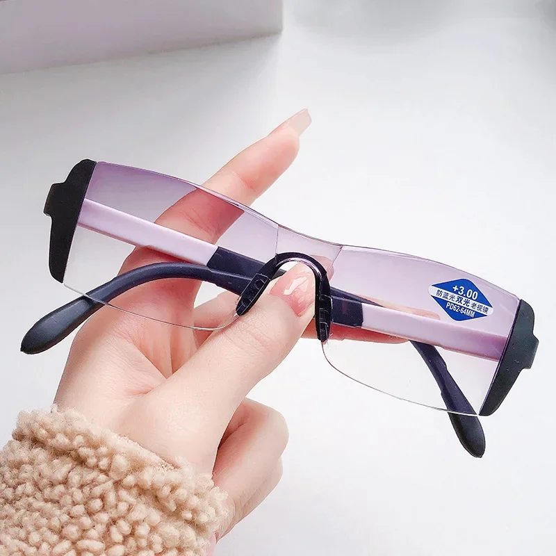 Bifokale Lesebrille, modische Presbyopie-Brille, Fern- und Nahbrille +1,0 bis +4,0, Anti-Blaulicht-Herrenbrille, transparent