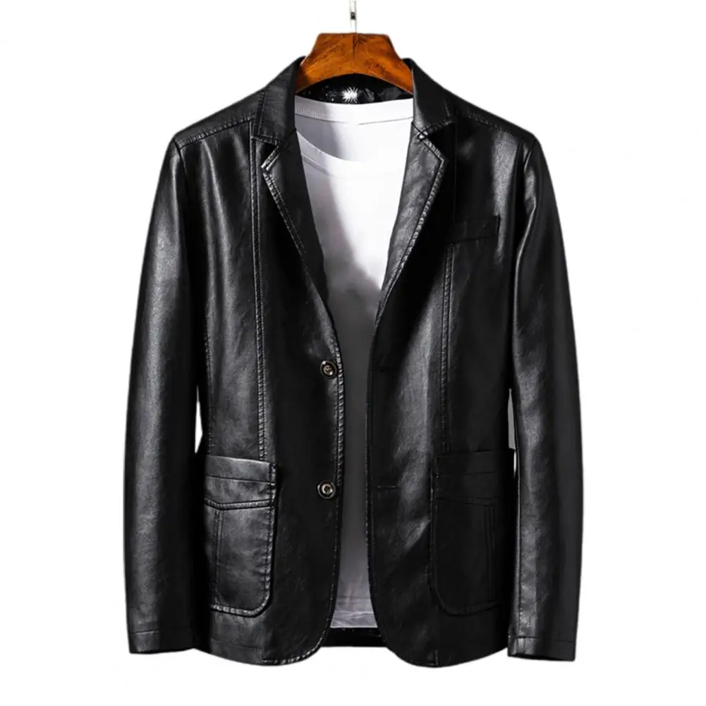 Spring and Autumn New Men's Leather Jackets Fashion Korean Casual Large Size Loose Leather Suit Coat Trend Tops