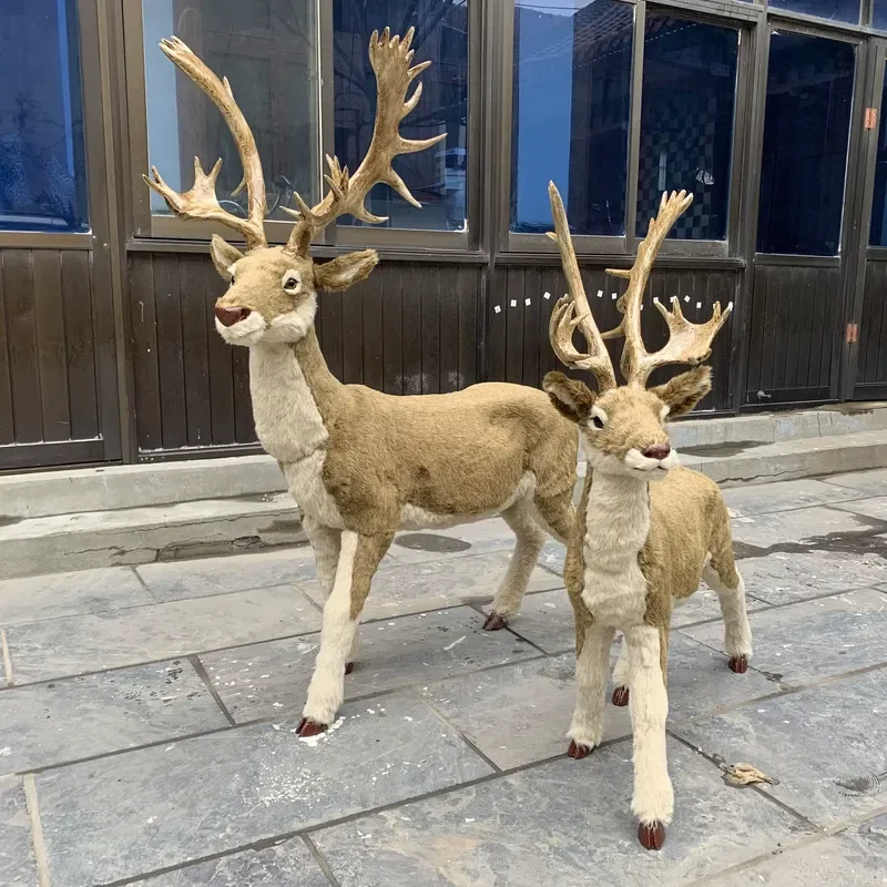 for Christmas Reindeer Ornament Modern Luxury Furry Artificial Xmas Deer Decorations Home Party Table Centerpiece Gift
