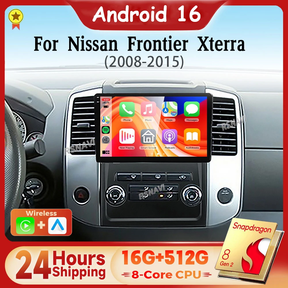 Snapdragon Android 16 Carplay Auto Car Radio Multimedia Player For Nissan Frontier Xterra 2 N50 2008 - 2015 GPS 24-hour shipping
