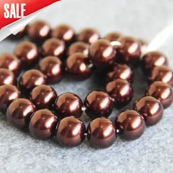 12mm Round Deep Brown Shell Pearl Loose Beads DIY Gifts for Women Girl for Jewelry Making Design for Necklace&Bracelet Accessory