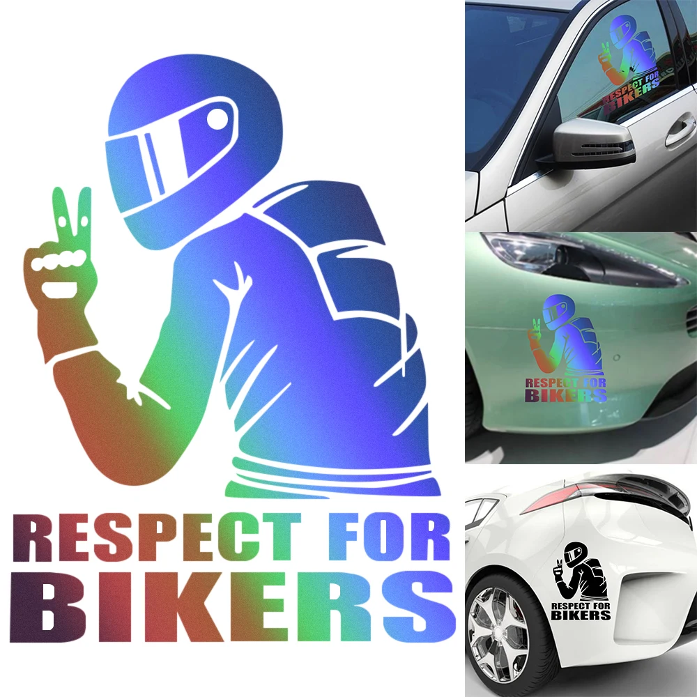 

1pc 15x11CM 3D Respect Biker Sticker Waterproof Reflective Funny Vinyl Car styling for Bikers Car Stickers Auto Accessoires