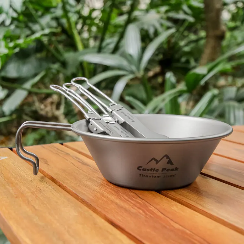 Outdoor Titanium Sheila Bowl Camping and Picnic Tableware Bowl Taper Cup Summer Outdoor Tableware Cooking Equipment Accsesories