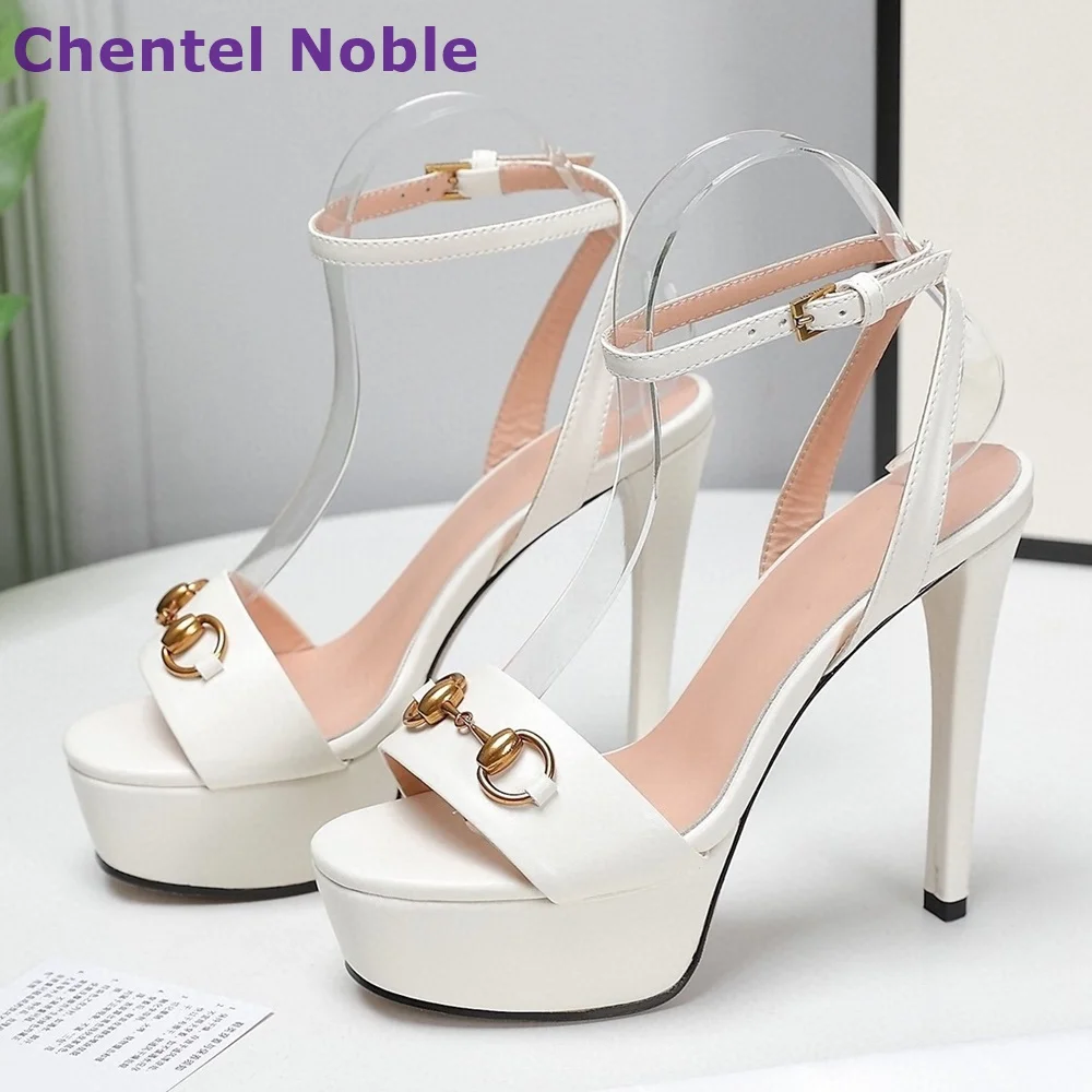 Laser Gold Sandals Platform Round Toe Open Toe Thin High Heels Buckle Shoes Hottest Fashion Sexy Comfortable Summer Women Shoes