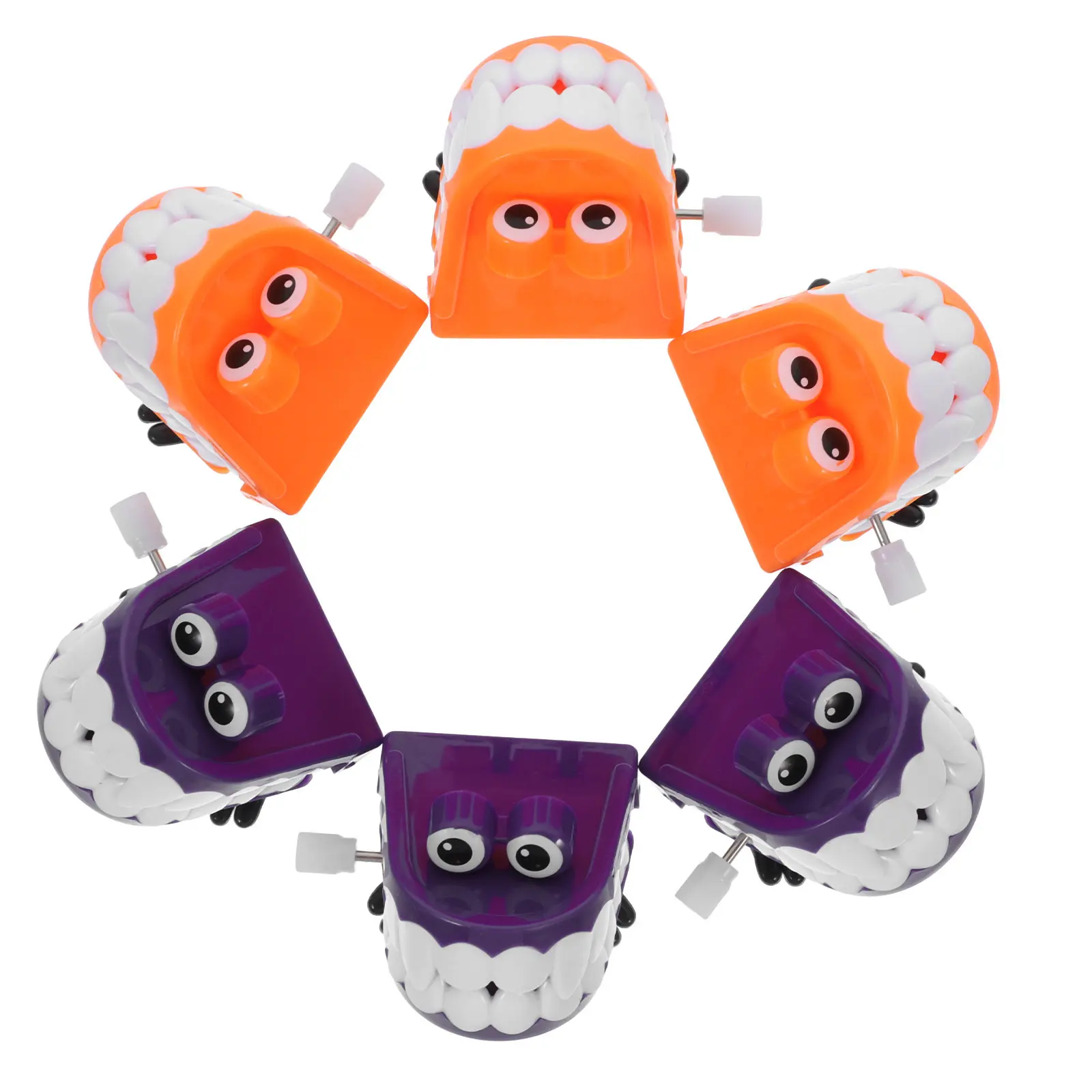 6Pcs Funny Wind Up Teeth Moving Eyes Feet Walking Gadget Stress Relief for Kids Toddlers Bulk Wind Up Toys Toys for Kids