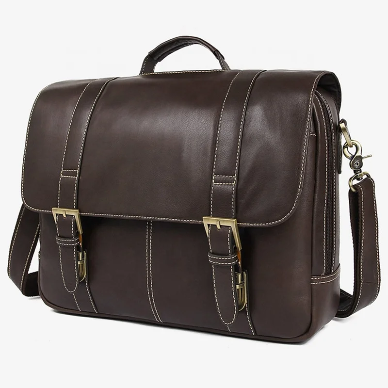 

Big Capacity Luxury 15 Inch Business Bag Flap Tote Men Genuine Cow Leather Laptop Bag Briefcase