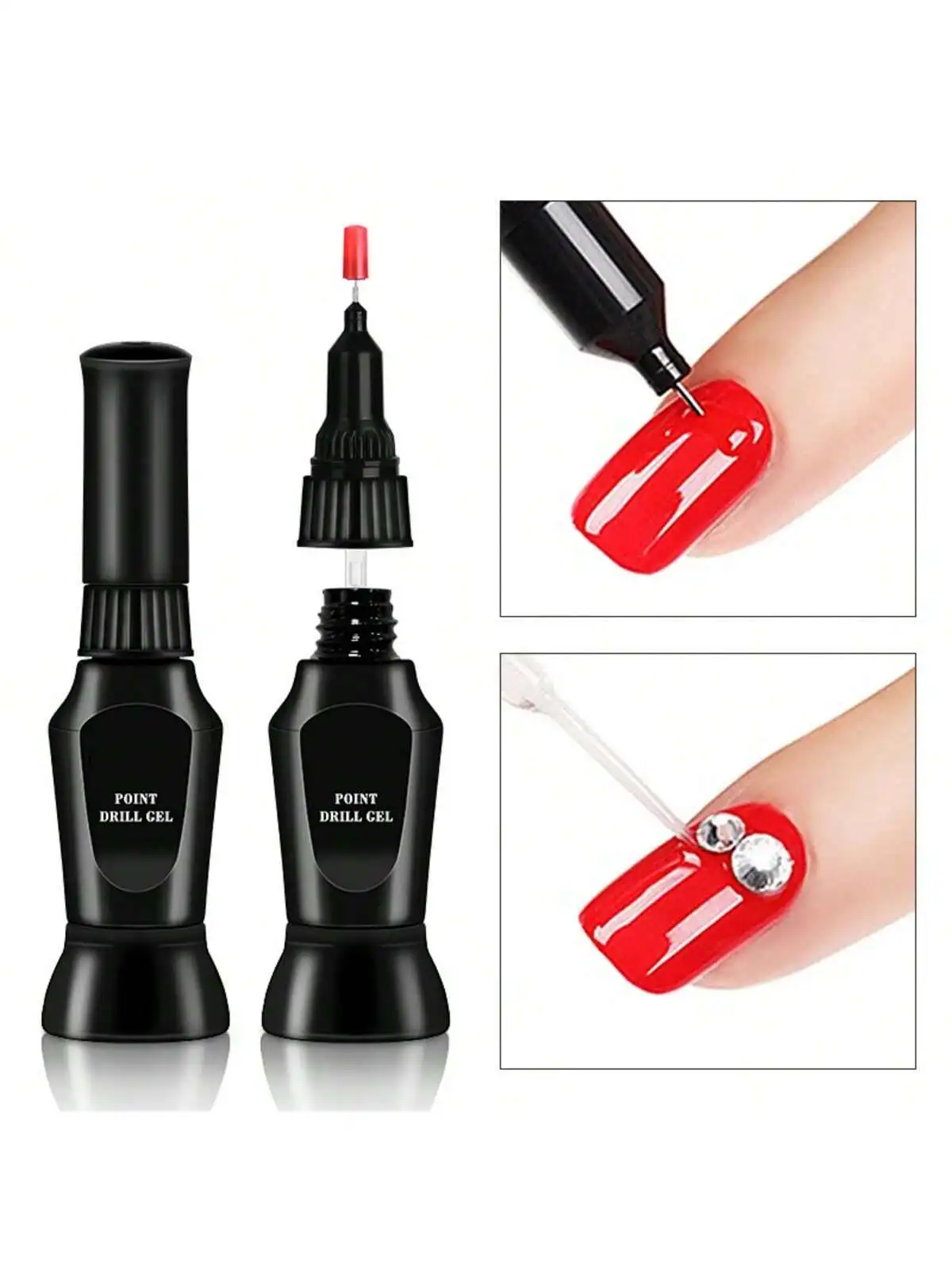 Schwarz friday 10ml punkt bohrer gel kleber hybrid uv gel nagellack maniküre strass dekoration mit pinsel uv led vernis semi p