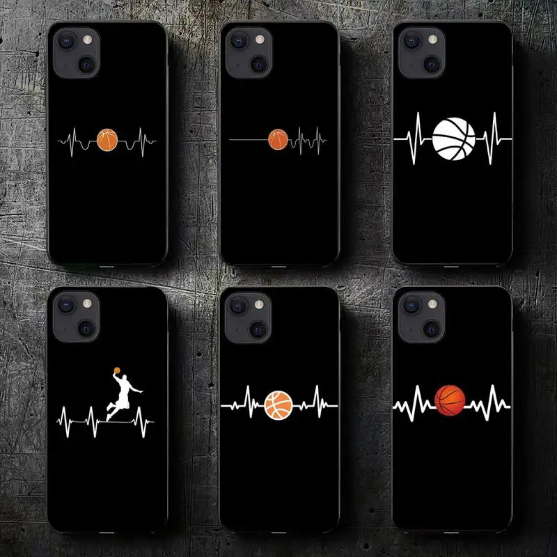 Basketball Heart Beat Phone Case For iPhone 11 12 Mini 13 14 Pro XS Max X 8 7 6s Plus SE XR Shell