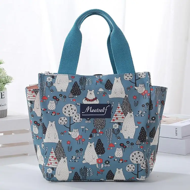 Large Canvas Bento Box Bag Lunch Bag Handbag High Capacity Zipper Bag Mommy Practical Fashionable Messenger Bag Daily Use
