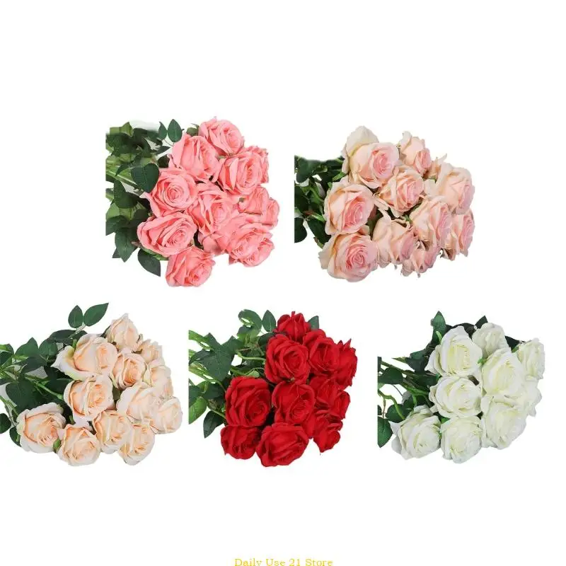 

12Pcs Artificial Rose Artificial Rose Bouquets for Wedding Party Home Decoration