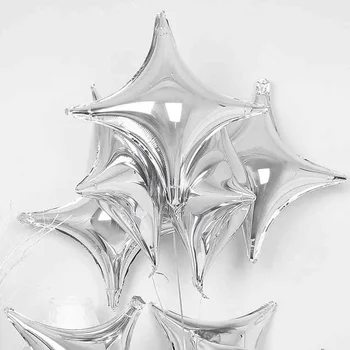 スターバルーン20個セット、モダンなアルミニウムシルバーパーティー装飾バルーン