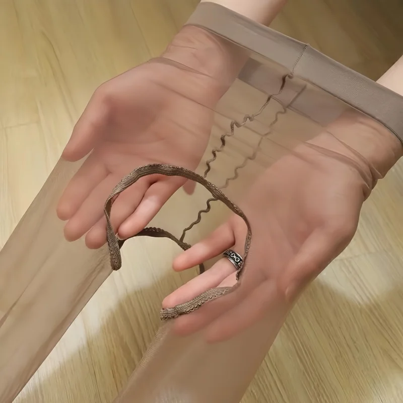 DOIAESKV Sheer Crotchless Pantyhose 0D One Size Micro Shiny Sexy Hosiery Open Crotch Back Stocking for Women