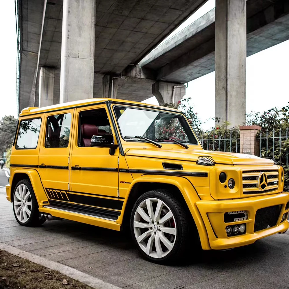 Yellow Easy to Install Premium PET Car Wrap Stretchable Auto Vinyl Removable Air Release