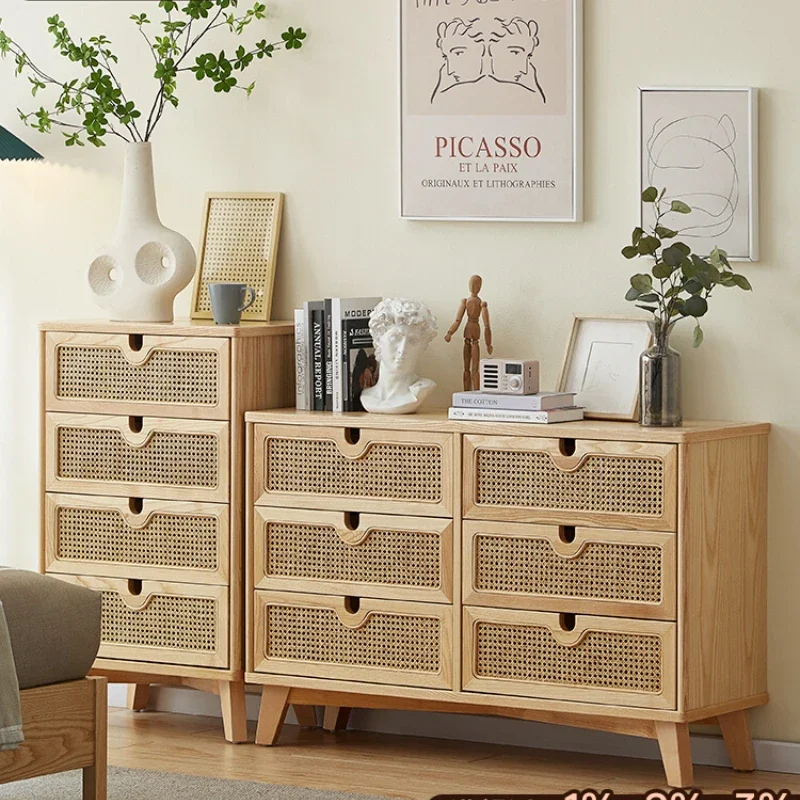 Retro Rattan Four-Bucket Chest of Drawer Master Bedroom