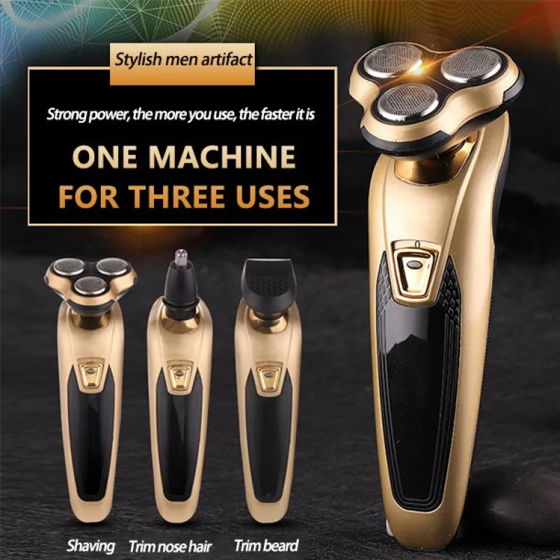 Three-in-one rechargeable washing electric shaver