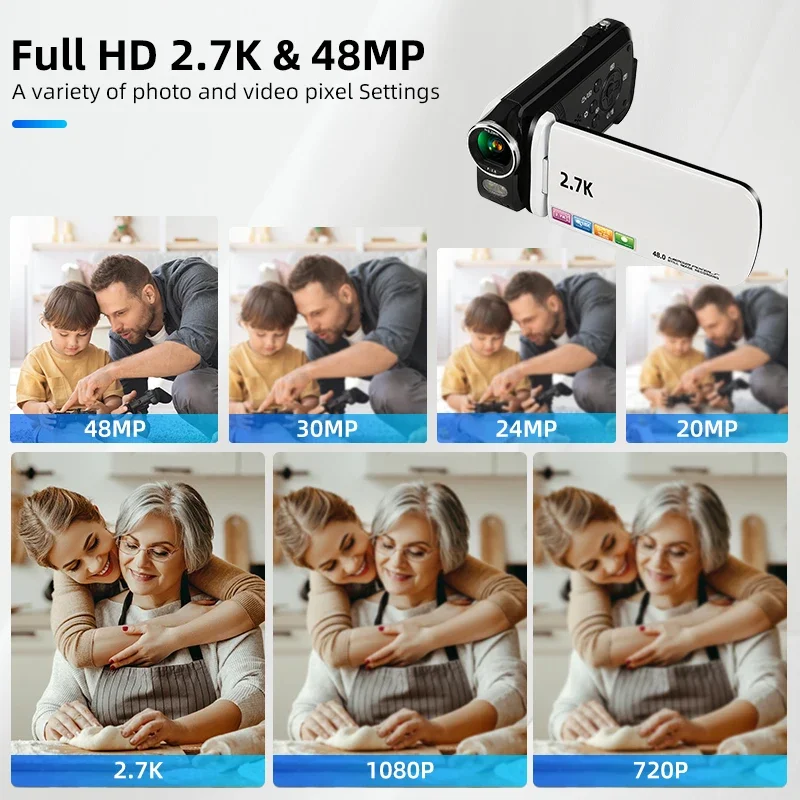 Professionele videocamera's 2,7K camcorder 18X digitale zoom 3.0 IPS touchscreen met gezichtsopname en schoonheidsgezichtscamera