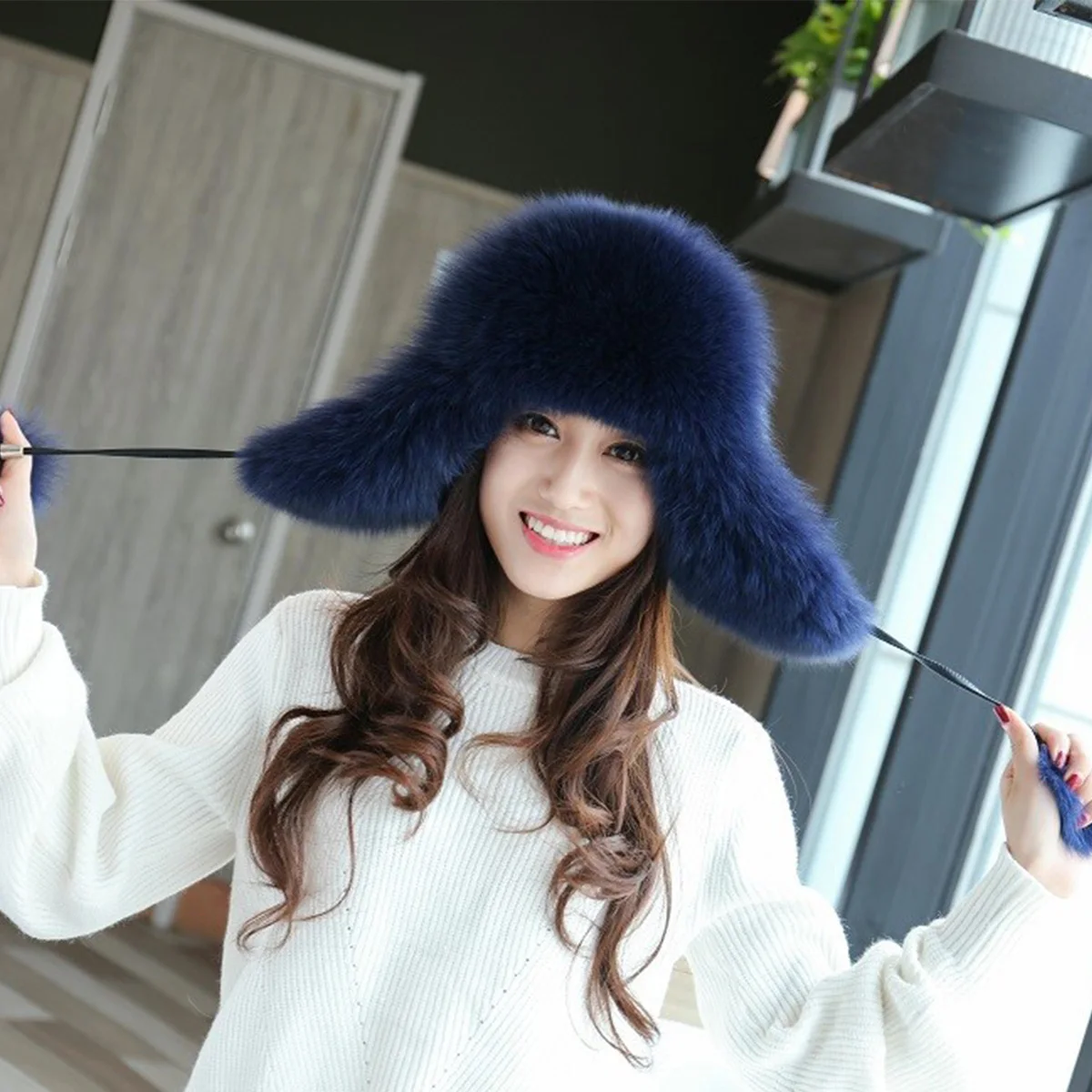 ريال فوكس الفراء إيرفلاب قبعة روسيا الشتاء اكسسوارات الدافئة حقيقية الثعلب الفراء الكرة منفذها القبعات 2026 جديد FEIMANUAN #3