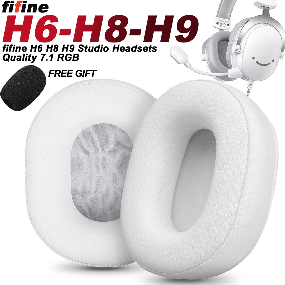 Earphone Pads For Fifine H6 H8 H9 7.1 White Replacement Earpads Headphones Earmuffs Soft Cloth Memory Covers Sponge Protein