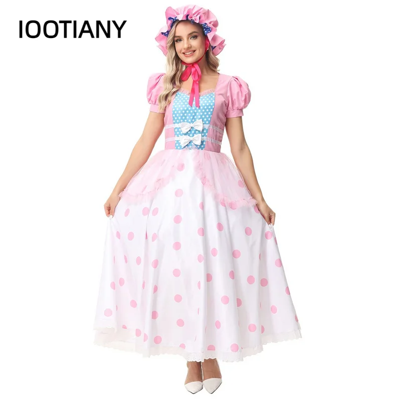 Halloween Carnival Party Toy Cosplay Story Costume Stage Performance Princess Puff Sleeve Fancy Pink Dress Christmas Clothing