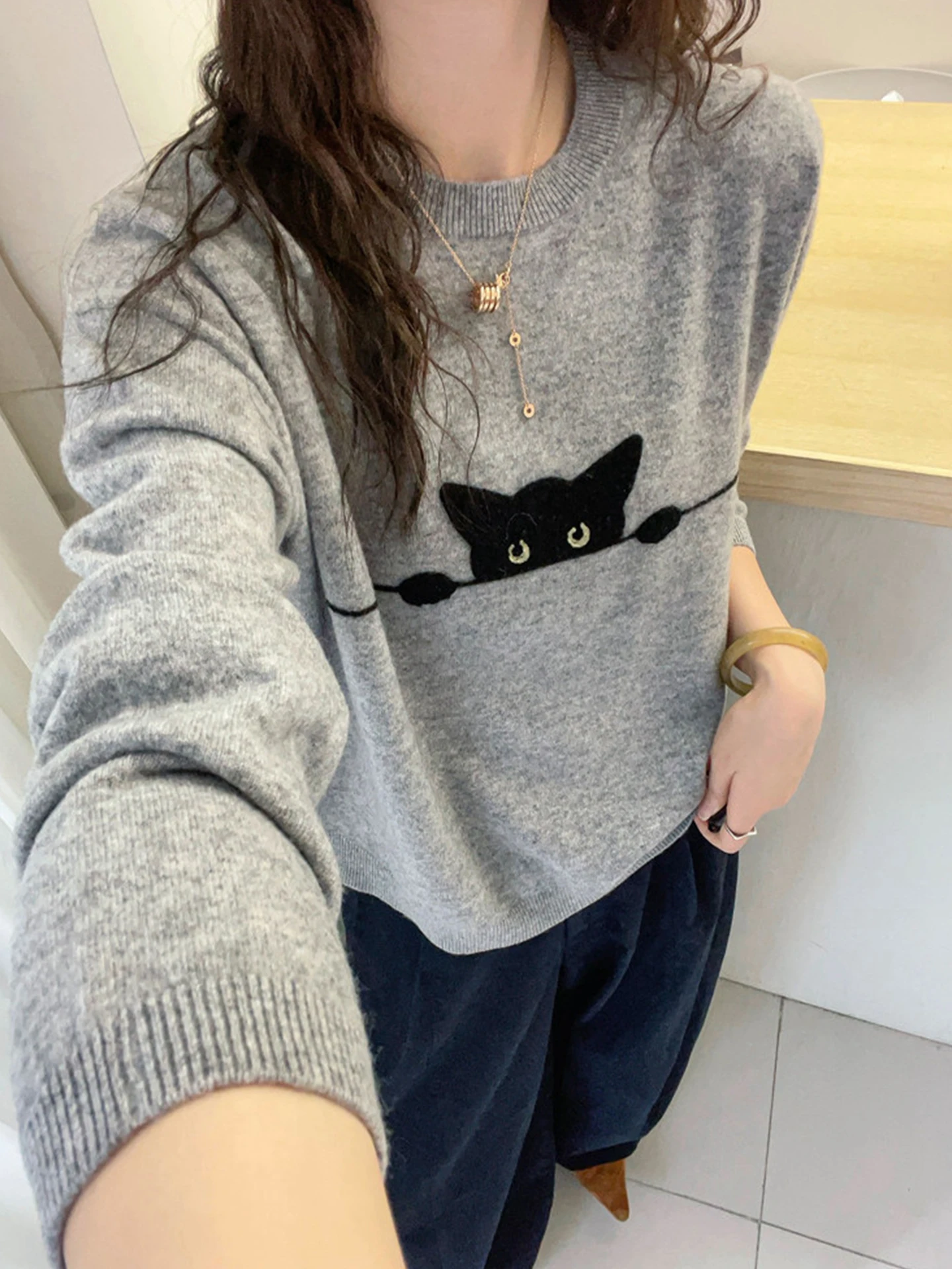 Lose Koreanische Sle runde Ne Pullover Lange Sve Basis irt Herbst Einzigartige Einfache Abnehmen Gestrickte Top Pendeln Faion