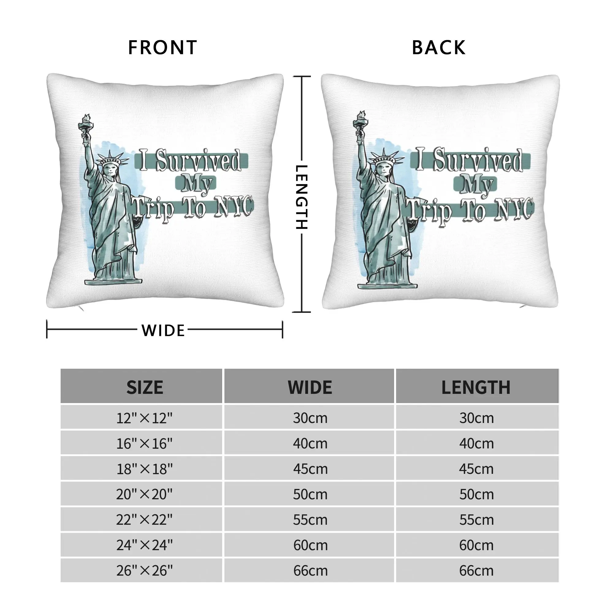 I Survived My Trip To NYC New York City Square Pillow Cases  Cushion Covers Vintage Zipper Decor Pillowcase for Living Room