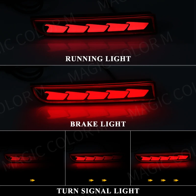 For Mitsubishi Lancer Evo Evolution ASX Outlander Sport RVR LED Bumper Reflector Lights Dynamic Turn Signal Rear Tail Brake Lamp