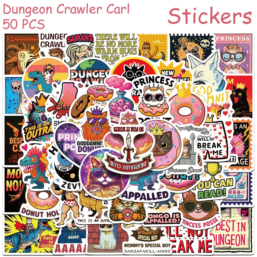 50/100 Stück Dungeon Crawler Carl Aufkleber für Handy, Scrapbook, Gepäck, Skateboard, Helm, DIY Cartoon Ästhetische Sticker – Detail 19