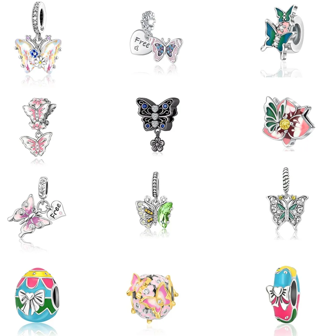 

925 Sterling Silver Butterfly Pendant Bead Men Women DIY Jewelry Gift Compatible with Original Bracelet Necklace