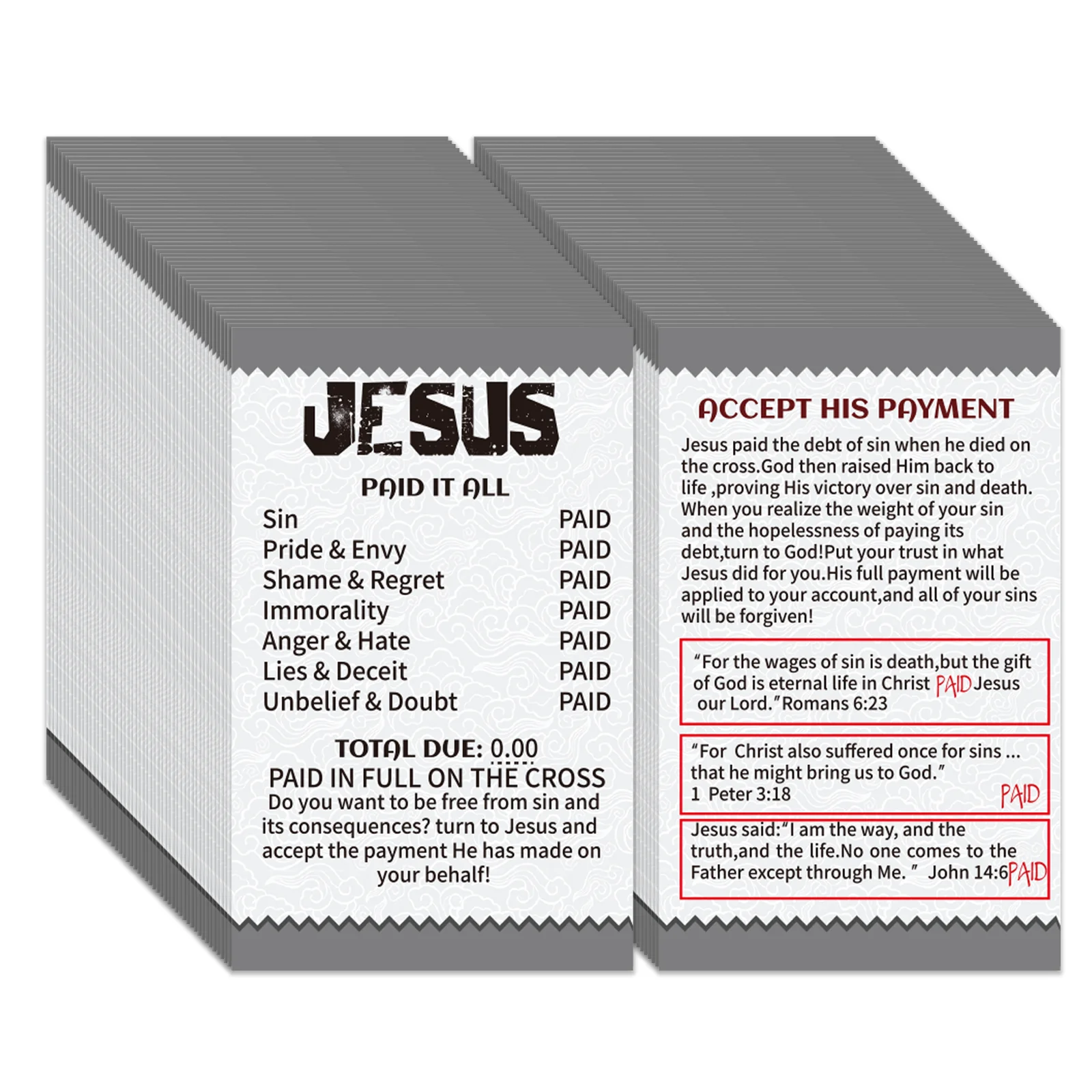 100 Pcs Gospel Tract Card Plan of Salvation Cards Pocket Holy Postcards Prayer PostcardsBible Verses Bookmark for Women Men Teen