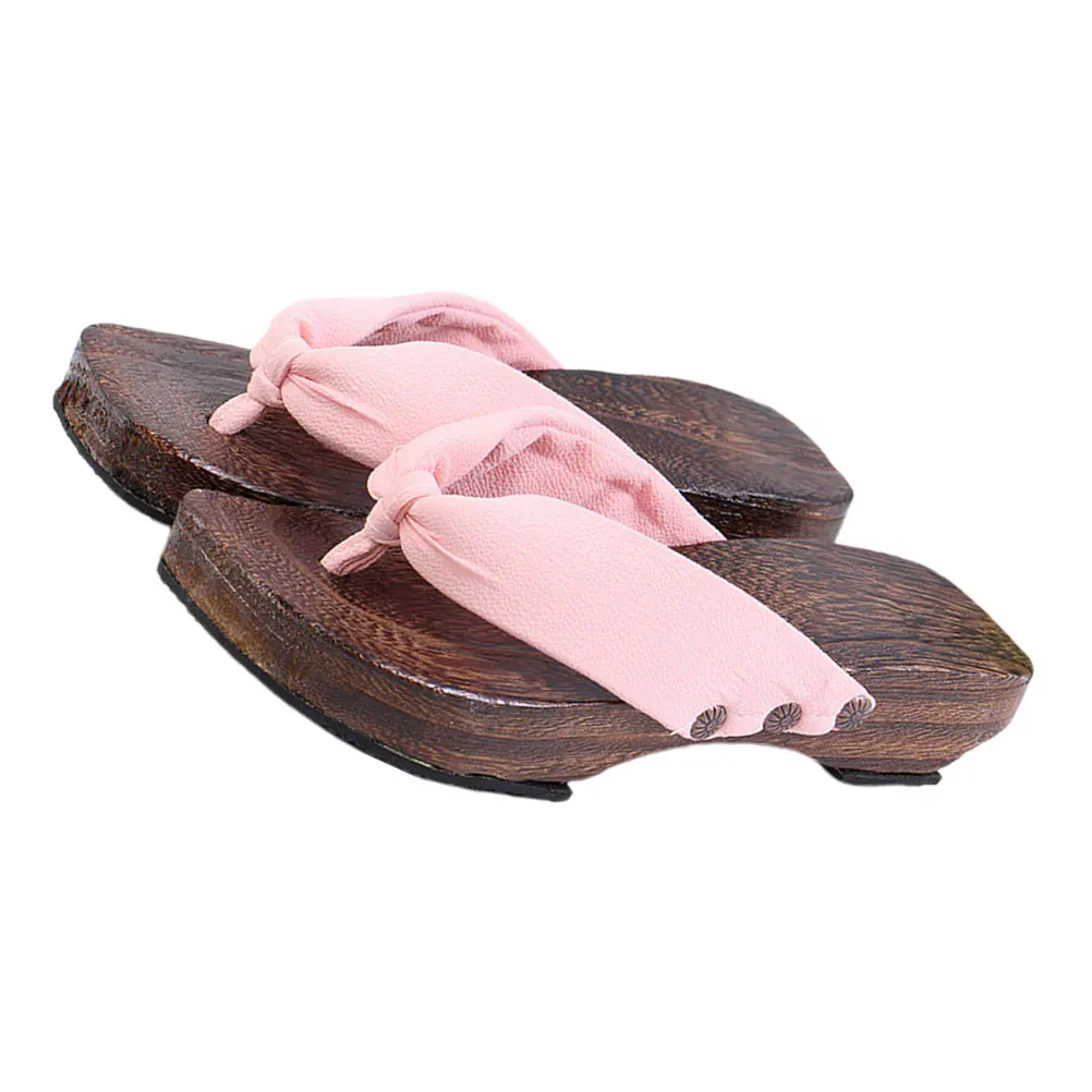 

Japanese Style Flat Sole Women High Heel S Pink Color Wooden Insole Stylish Slippers Fashion Shoes