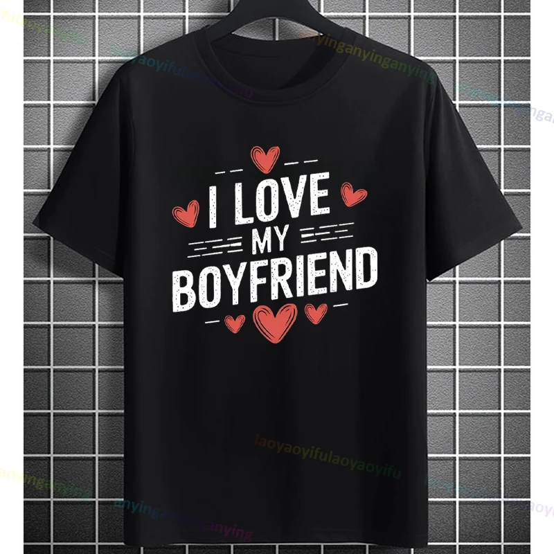 I Love You More His & Hers Valentine's Day Design Print Graphic T-shirt Casual Round Neck Short Sleeve Pure Cotton Tshirt