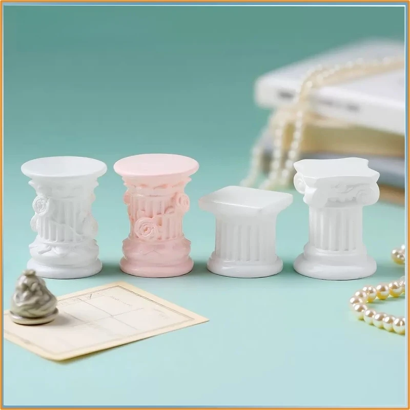 Miniature Roman Column Dollhouse Accessory White Mini Display Stand Micro Scene Decor Photography Prop Decorative Ornament
