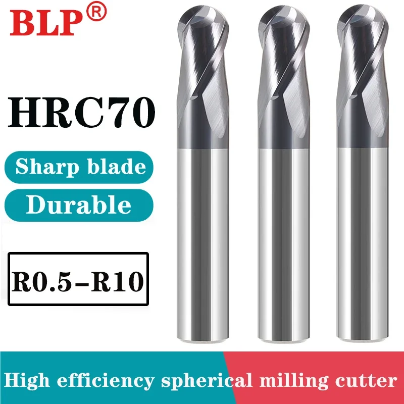 HRC70 2-FluteTungsten steel ball cutter hard alloy Rshaped ball head stainless steel special CNC cutting tool end milling cutter