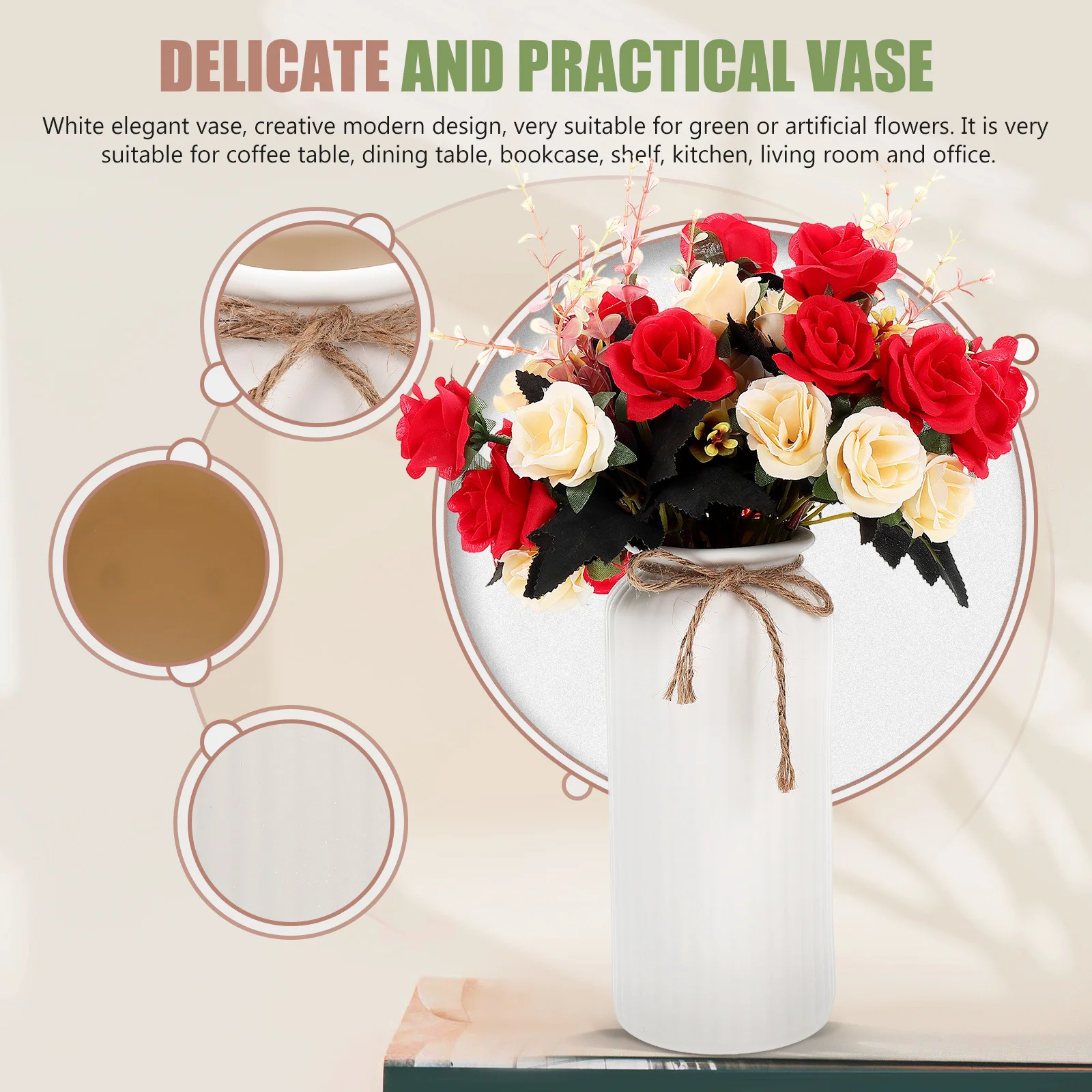 

Ceramic Flower Vase Modern Texture Decorative Vase for Living Room Office Desktop Flower Arrangement Holder