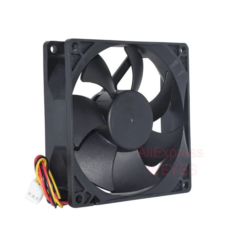 Ventilador cuadrado para servidor Everflow F129025SMT 90x90x25mm, tres cables DC 12V 0.18A, nuevo