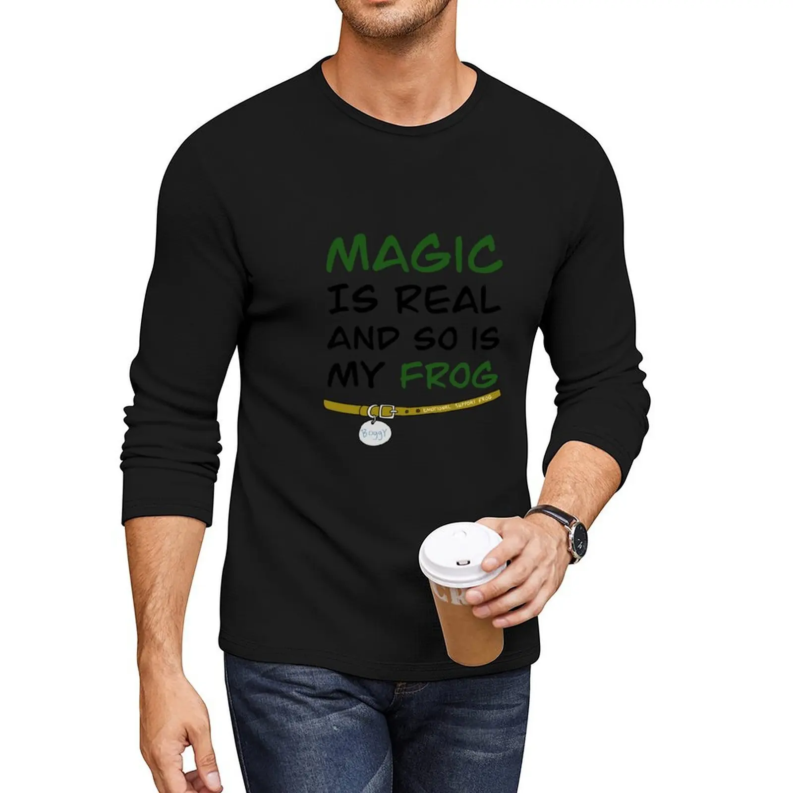 

Magic is real and so is my frog Long T-Shirt korean fashion graphic t shirts cute clothes sports fan t-shirts mens tall t shirts