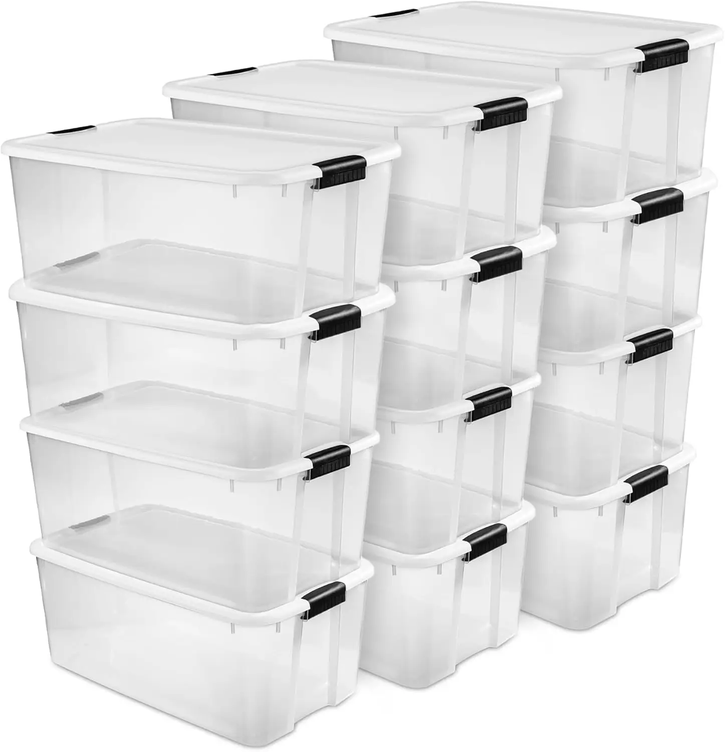 

12-Pack Clear Plastic Storage Bins with Lids, 116 Quart Heavy-Duty Organizing Containers for Closet, Bathroom, Office
