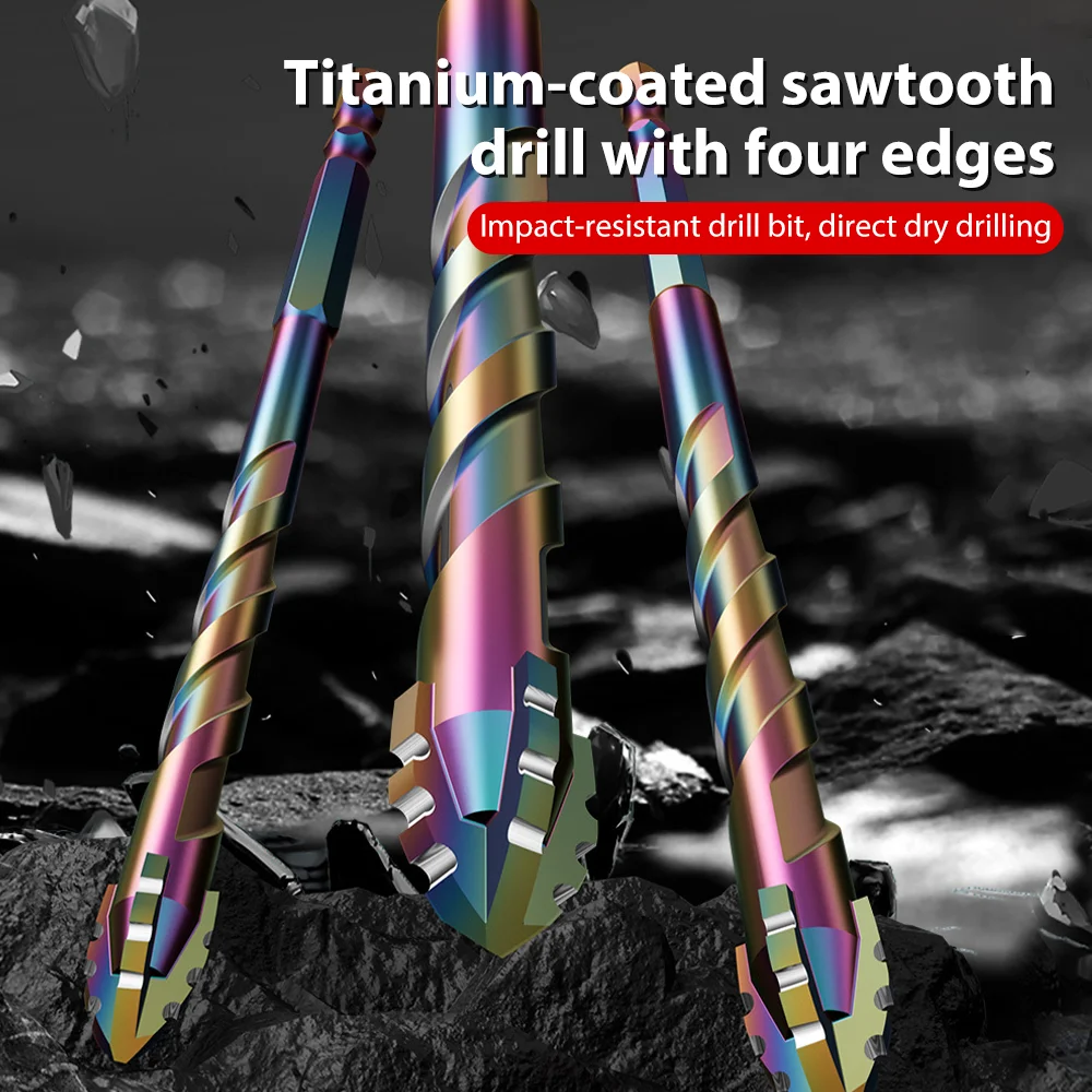 

6mm/8mm/10mm/12mm Tile & Glass Drill Bit 4-Cutting Edges Tile Bits Glass Ceramic Concrete Hole Opener Carbide Alloy Drill Bits