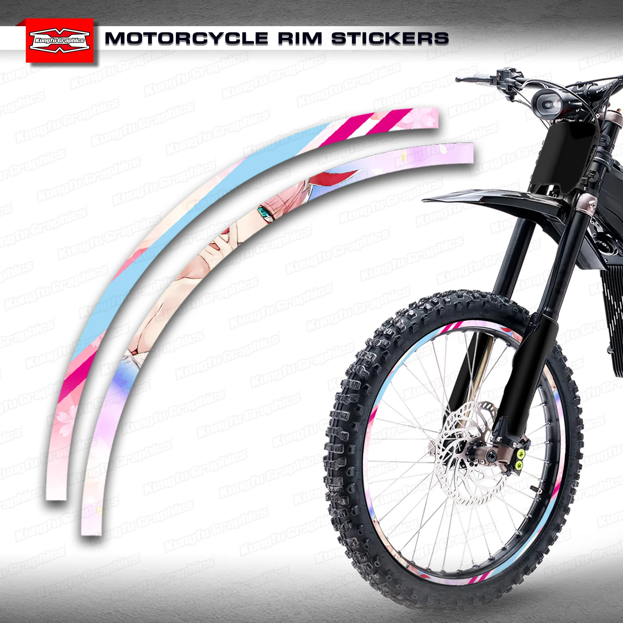 

KUNGFU GRAPHICS Wheel Rim Sticker F19"-R19" & F19"-R18" for Light Bee,Dirtbike Rim Decal