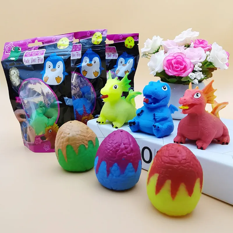 1pc Cute Pet Flip Mini Rolling-Over Plastic Aimals Blind Box TPR Soft Rubber Toy Stress Relief Squeeze Dinosaur Eggs For Gifts