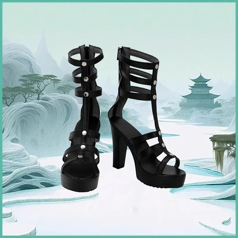 Buty do cosplayu P5 Tae Takemi, ręcznie robione, ze sztucznej skóry, kostiumowe botki, sandały na wysokim obcasie