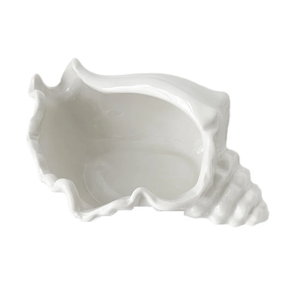 KSOL Conch Shell Tea Light Candle Holder, Shell Jewelry Dish, Ocean Beach Theme Ceramic White Shell Jewelry Tray