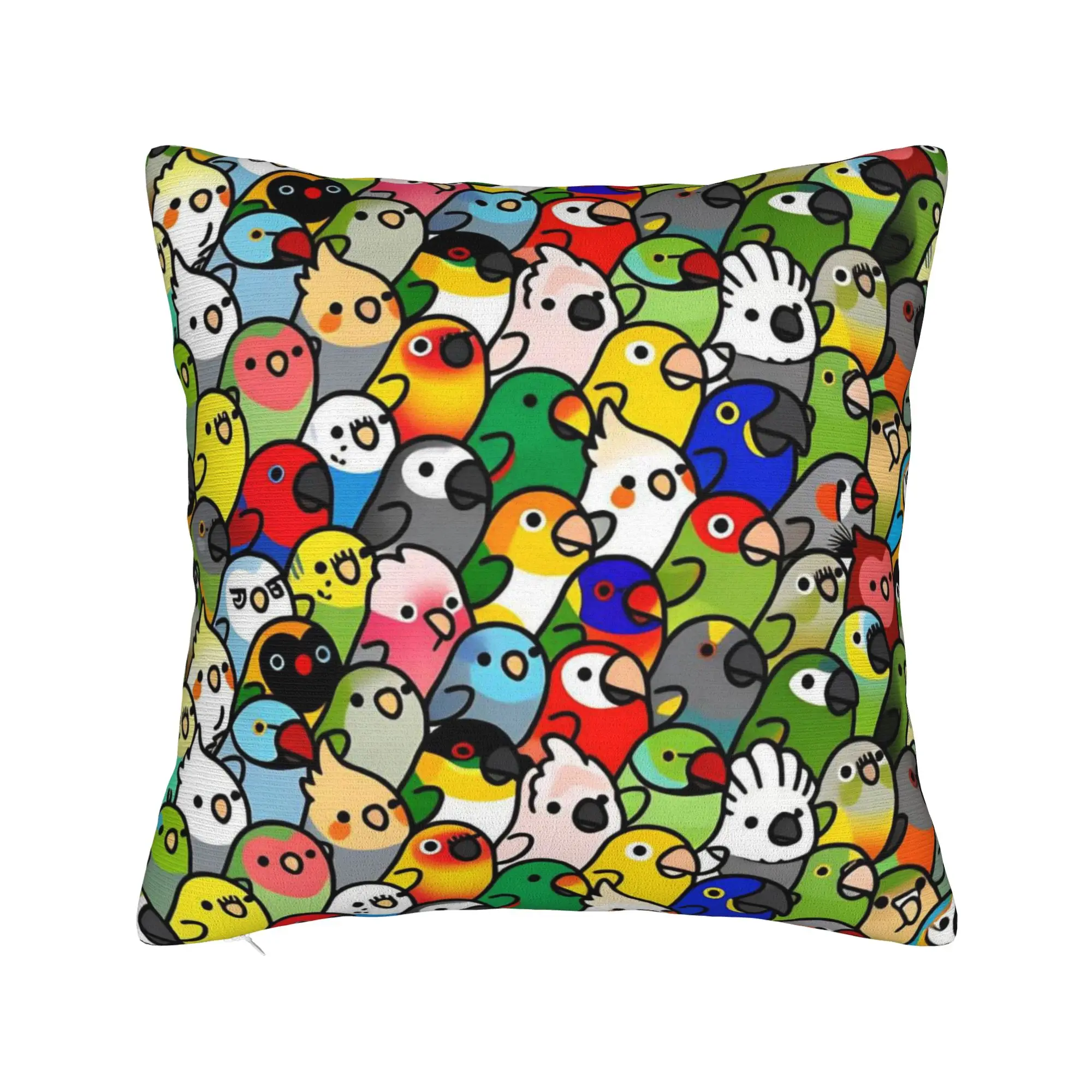 Cute Birds Parrot Pillow Case  Custom Pillow Cover For Sofa Home Decor Fashion Cushion Cover