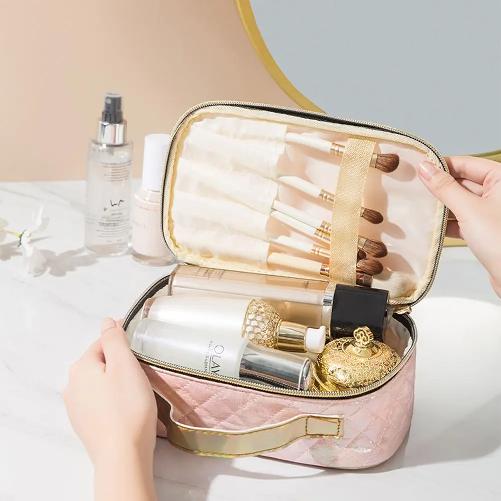 Sac de toilette portable étanche pour femme, trousse de beauté, fourre-tout à fermeture éclair, sac à main de voyage, étui pour poudres de maquillage