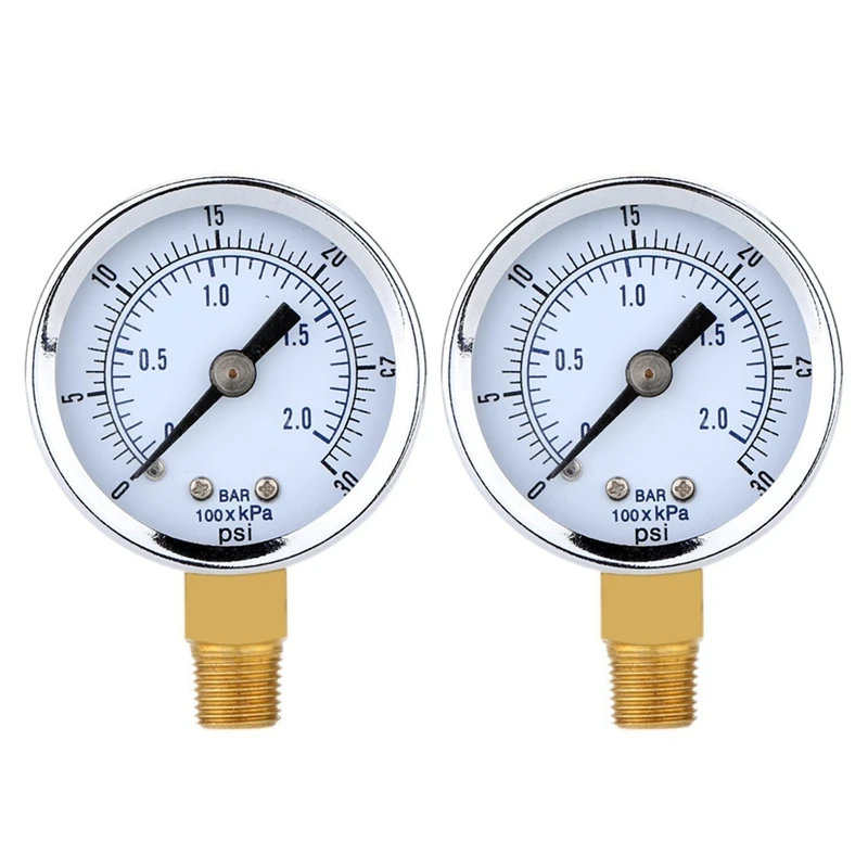 

HOT SALE 2X 0 - 30 Psi 0 - 2 Bar Mini Dial Gauge Compressor Meters Hydraulic Pressure Gauge Gage Double Scale Black