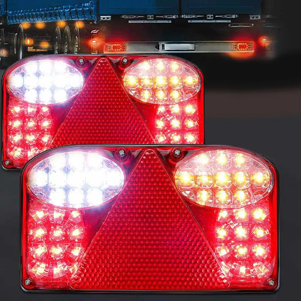 2PCS 12V LED Car Trailer Truck Tail Light Taillight Rear Light Stop Brake Lamps Turn Signal for Van Lorry