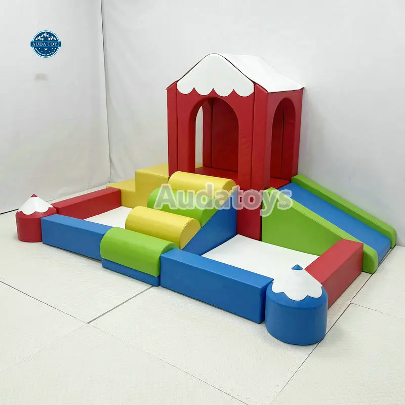 Crayon Indoor/Outdoor Playground Soft Play Castle Rainbow-Colored Set For Kindergarten Shopping Mall & Residential Use