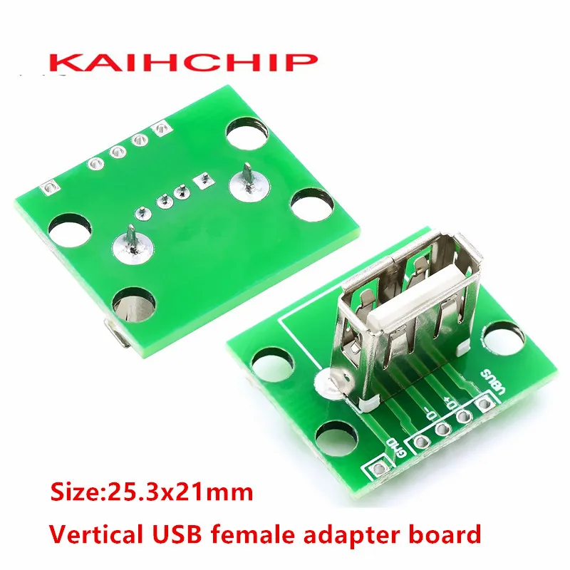 1PCS Vertical USB female with PCB board USB2.0 USB welding is done data cable adapter USB female A