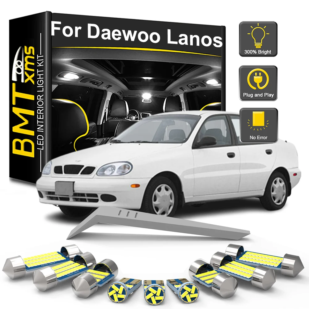 BMTxms 10Pcs For Daewoo FSO Lanos 1997-2002 2003 2004 2005 2006 2007 2008 Car LED Interior Light Bulb Kit Accessories Canbus